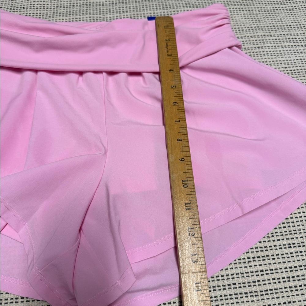 JoyLab Woman’s Mid Rise 3” Foldover Pink Active Shorts - Picture 5 of 7